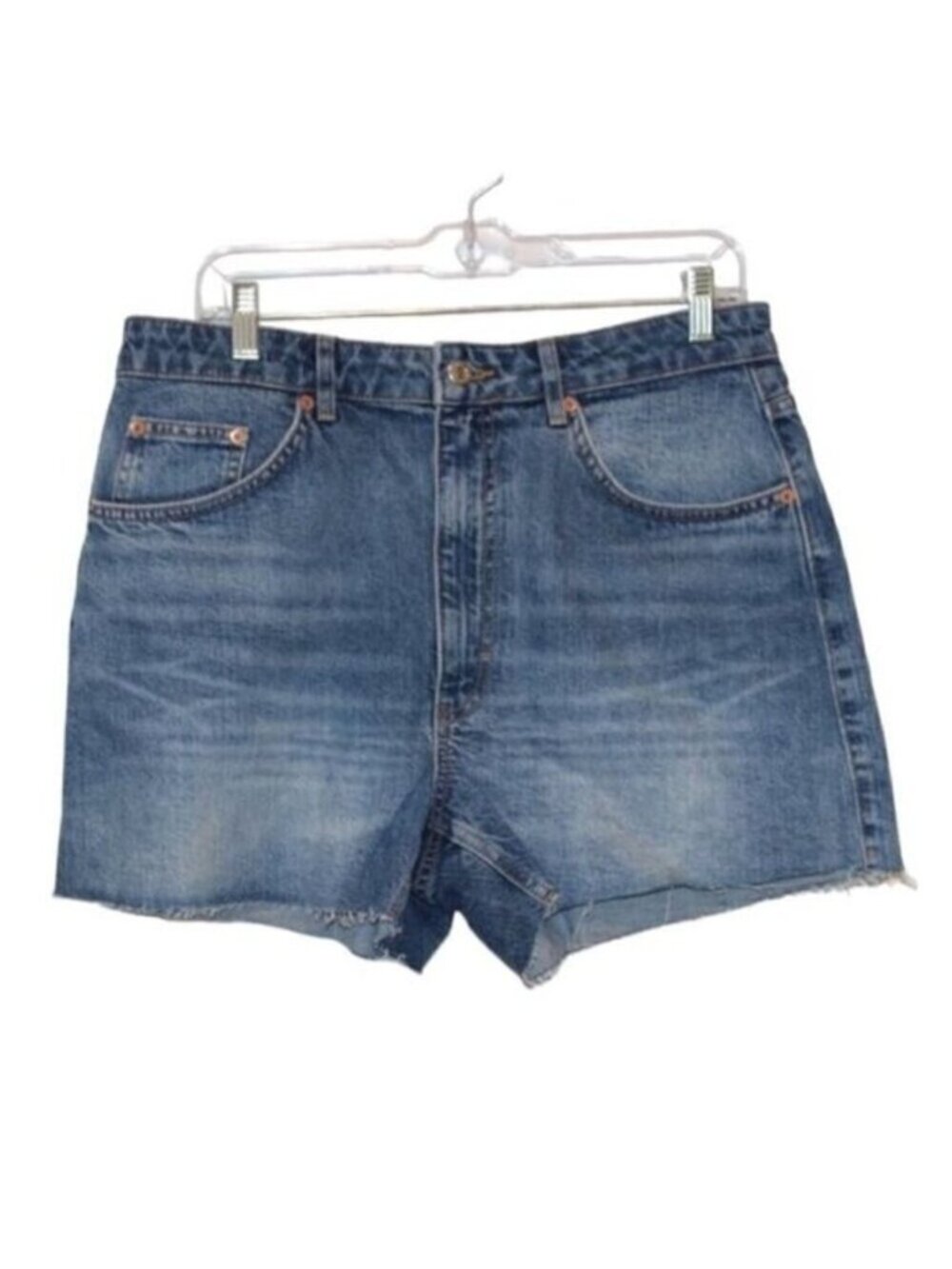 Topshop Blue Cotton High Rise A-Line Jeans Shorts Women's Size 10